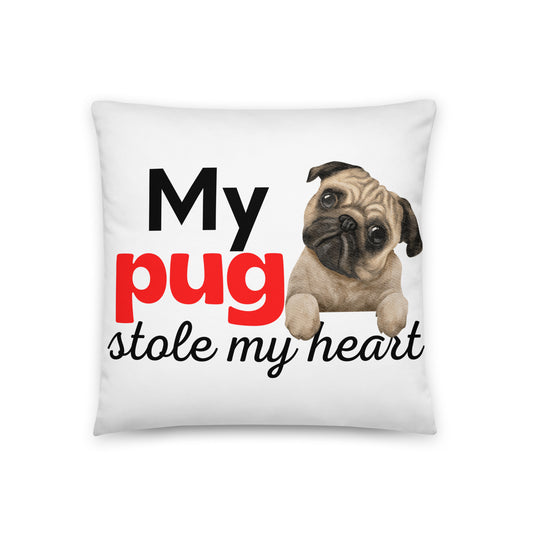 White Pillow 'My Pug stole my heart'