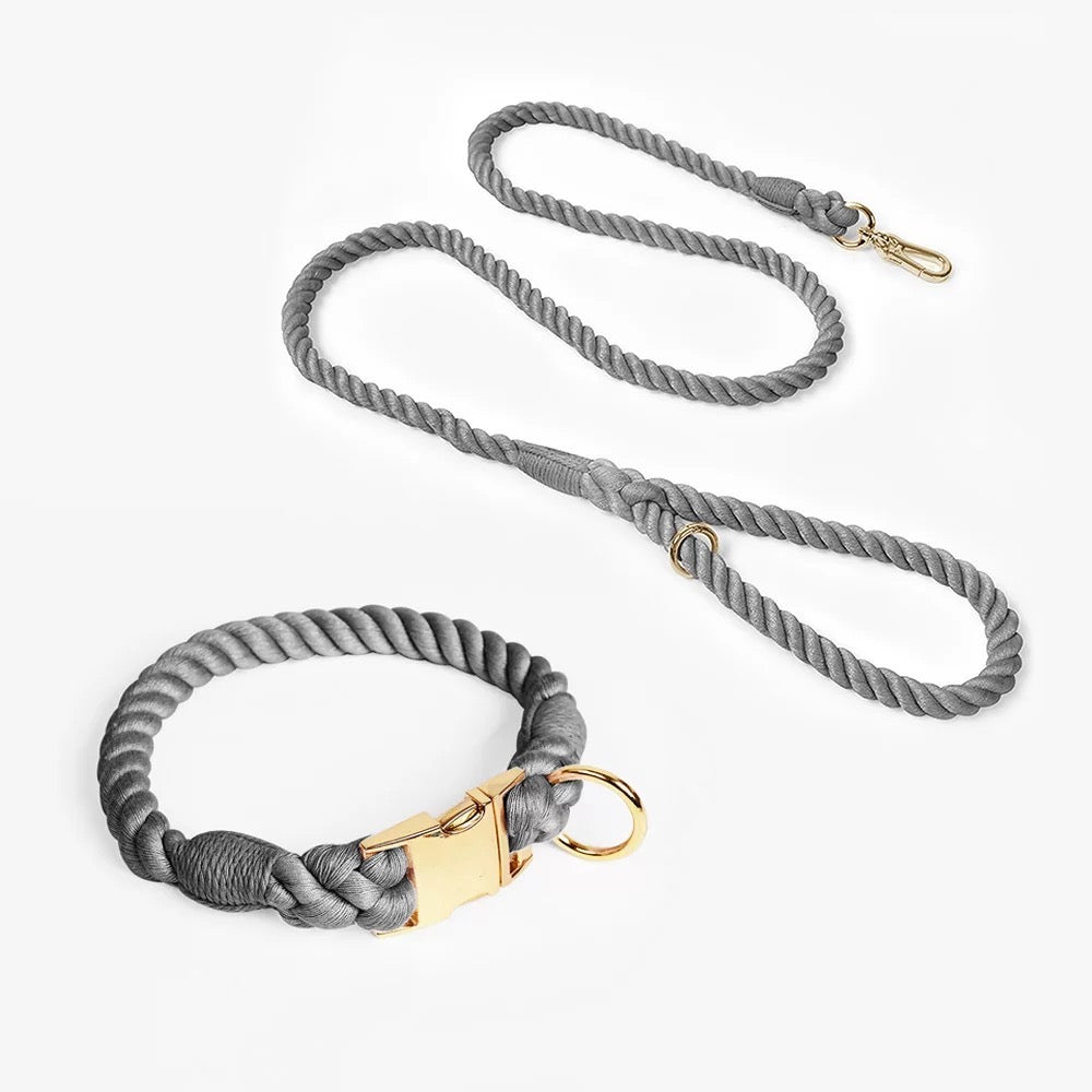 Rope leash and collar set