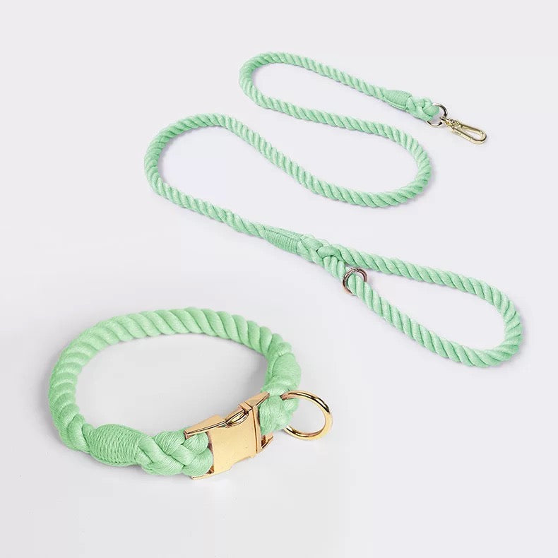 Rope leash and collar set