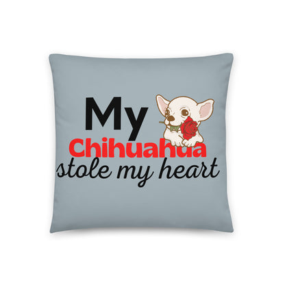 Grey Pillow 'My Chihuahua stole my heart'