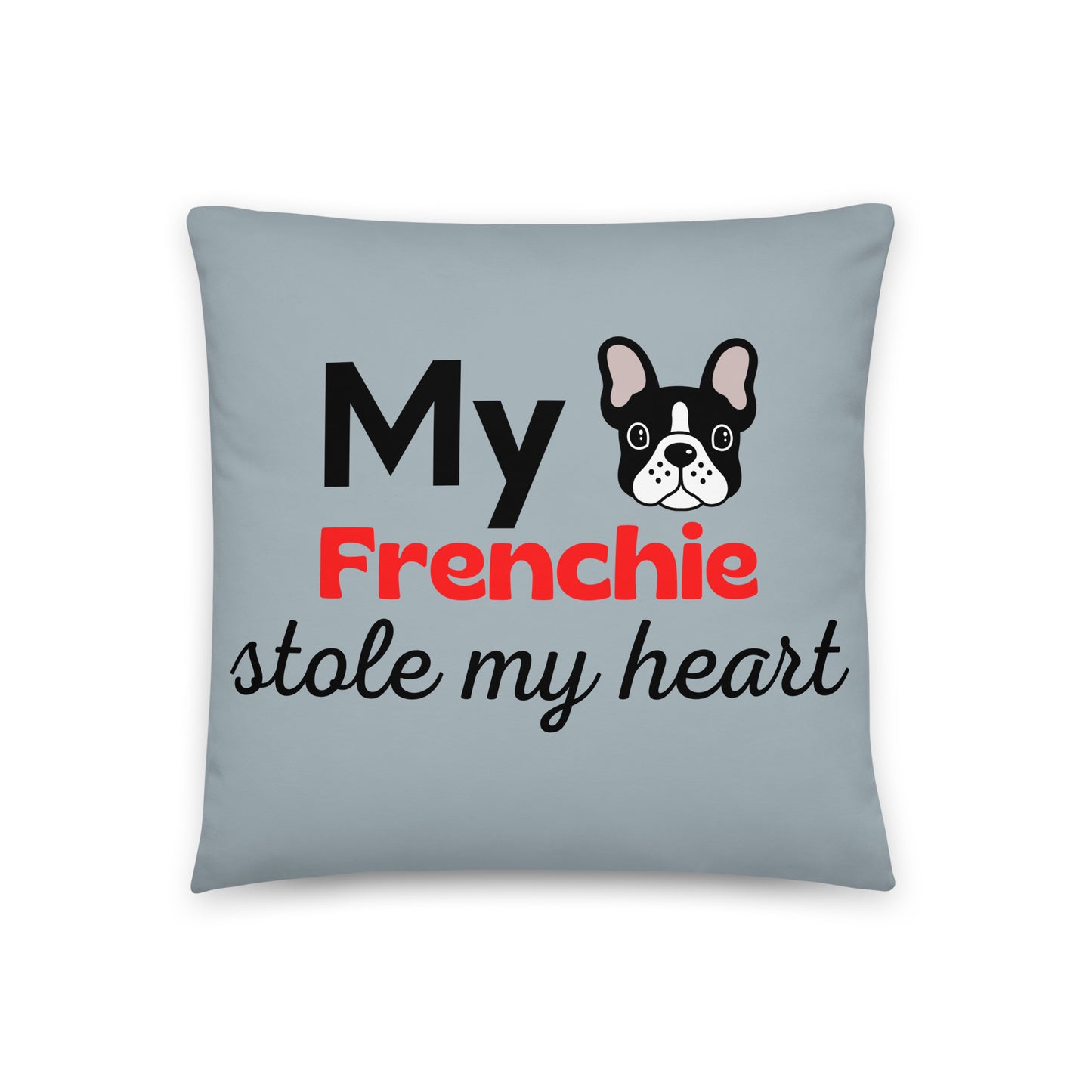 Grey Pillow 'My Frenchie stole my heart'