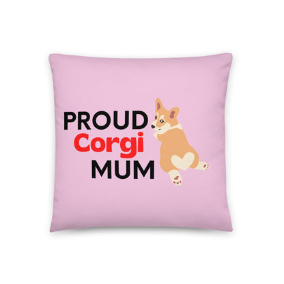 Pink Pillow 'PROUD Corgi MUM'
