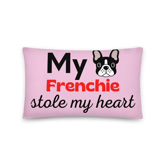 Pink Pillow 'My Frenchie stole my heart'