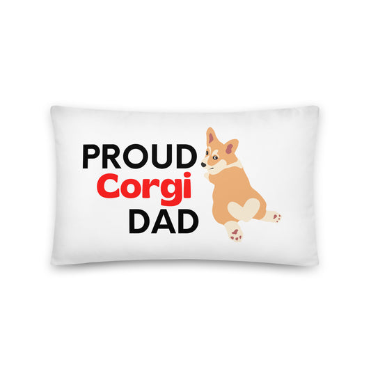 White Pillow 'PROUD Corgi DAD'