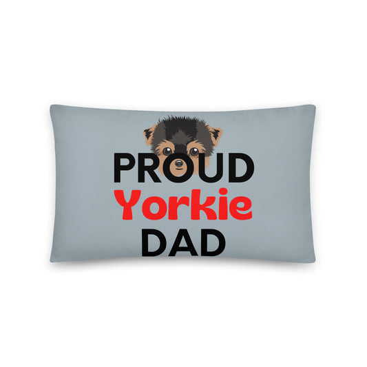 Grey Pillow 'PROUD Yorkie DAD'