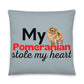 Grey Pillow 'My Pomeranian stole my heart'