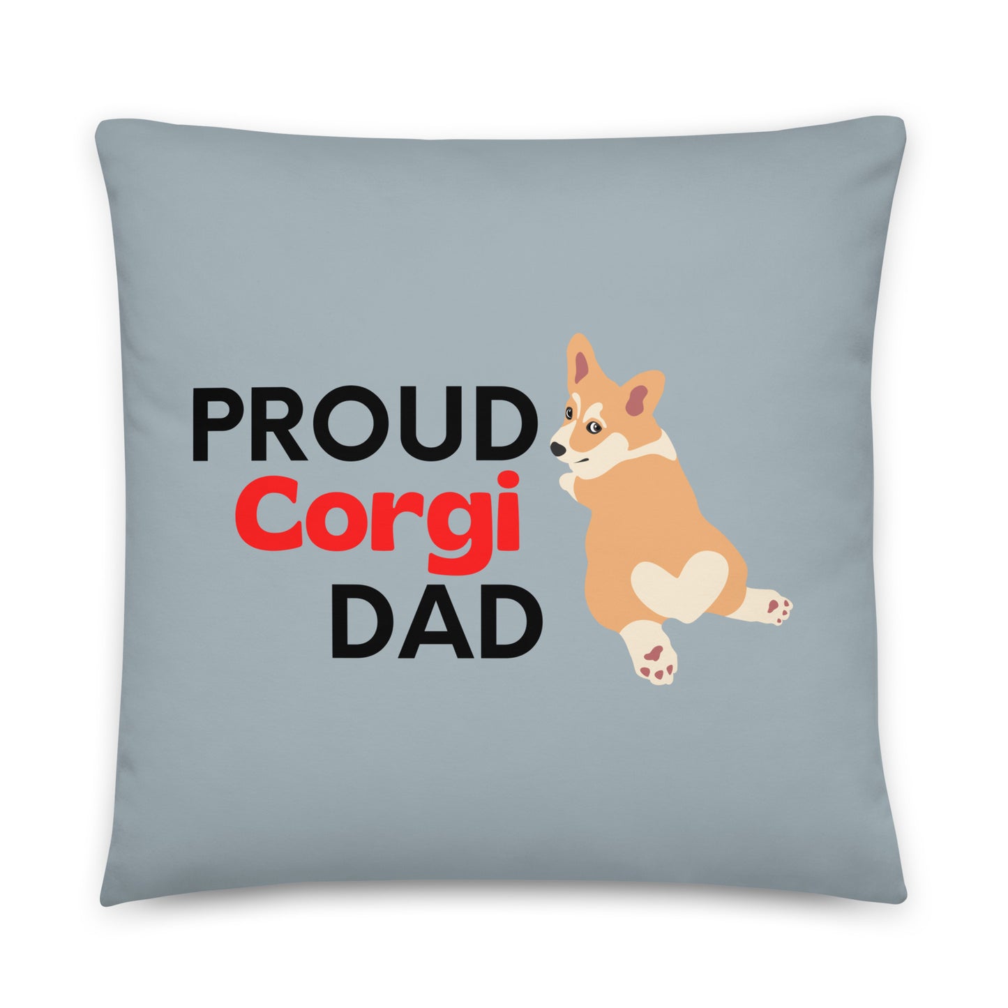 Grey Pillow 'PROUD Corgi DAD'