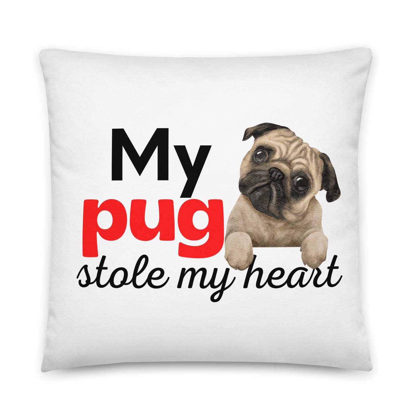 White Pillow 'My Pug stole my heart'