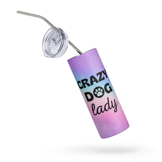 Stainless steel tumbler 'Crazy DOG lady'
