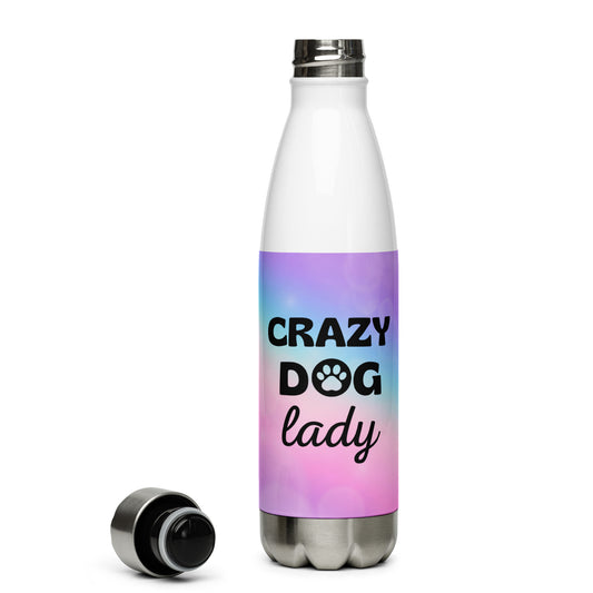 Stainless Steel Water Bottle 'Crazy DOG lady'