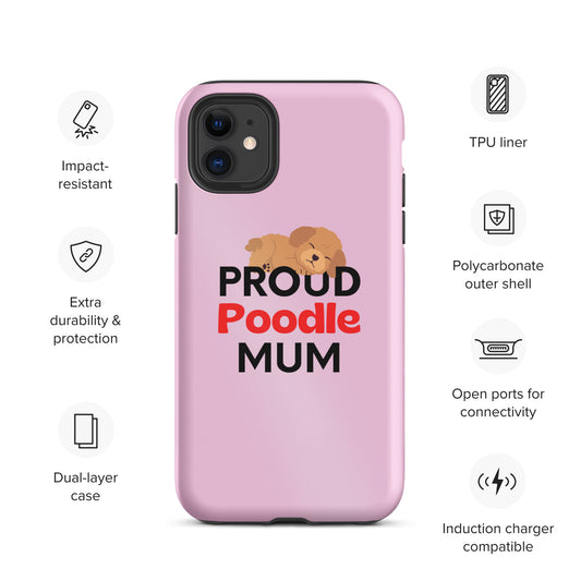 iPhone case 'Proud Poodle Mum' Pink
