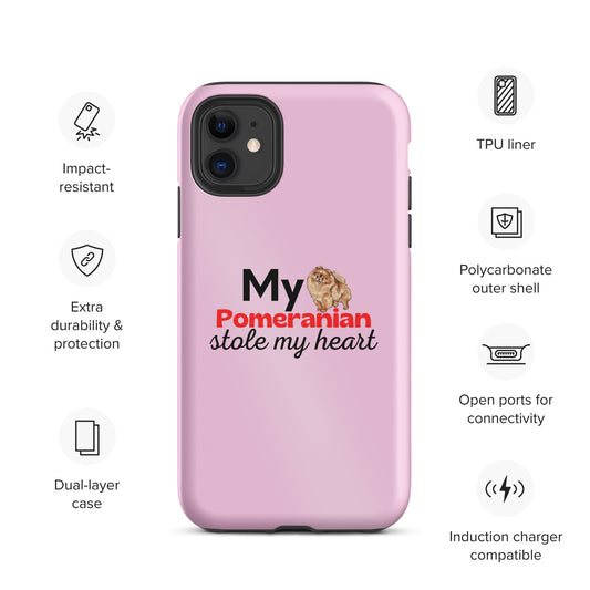 iPhone case 'My Pomeranian stole my heart' Pink
