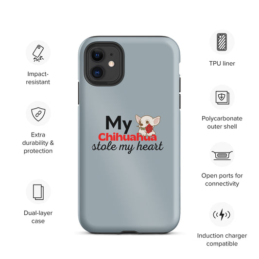 iPhone case 'My Chihuahua stole my heart' Grey