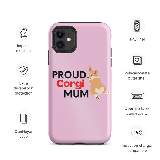 iPhone case 'Proud Corgi Mum' Pink