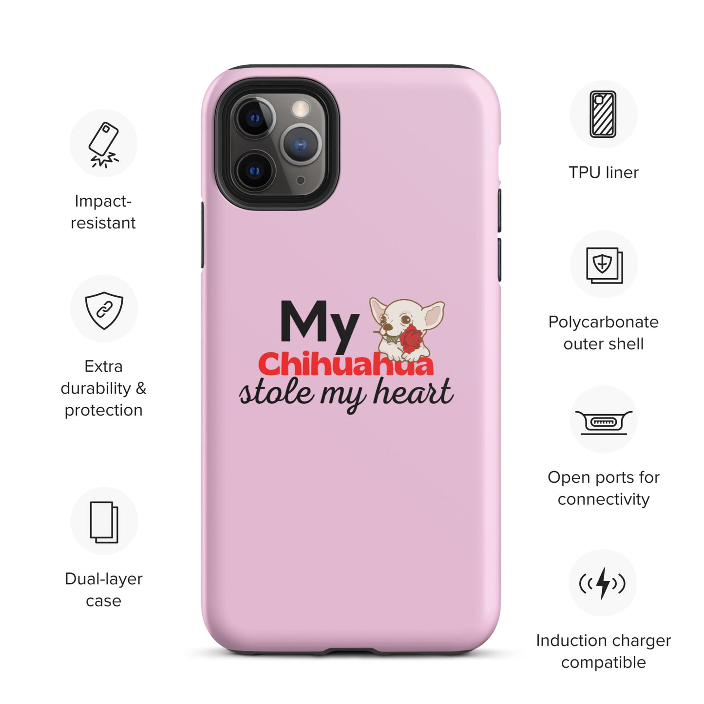 iPhone case 'My Chihuahua stole my heart' Pink